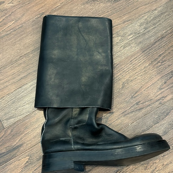 Ann Demeulemeester black w/gold shine fold over boots gently worn size 39 - Picture 1 of 11